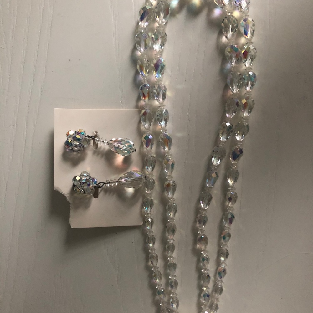 New Aurora Borealis Crystal Necklace and earrings set